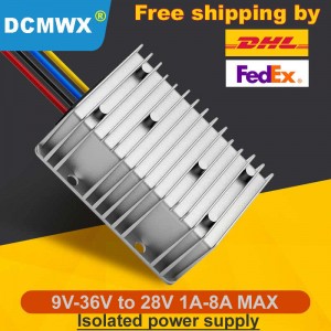 DC-DC Isolated automatic voltage buck or boost power supply converter 12V24V (9V-36V) to 28V1A-8A Automatic Voltage Step-up or Step-down transformer voltage stabilizing converters Voltage regulator power supply adapter Free Shipping By DHL or FEDEX